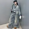Traje de Mezclilla para Niñas Atuendo de Otoño 2026 Nueva Moda Casual con Cremallera Traje de Mezclilla para Niñas Mayores en Primavera y Otoño Transfronterizo