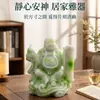Figura de resina imitación jade del Buda Maitreya, un amuleto de la suerte para atraer riqueza y tesoros, adecuada para el hogar, la sala de estar, la entrada o como regalo para inauguraciones de negocios y fiestas de inauguración de casa.