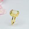 Anillo de Plata Esterlina Dorada con Cabujón de Jade Blanco Hetian Tachonado de Estrellas Anillo de Moda con Cabujón de Jade Blanco Hetian y Diamante de Color