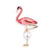 Nova moda broche de flamingo com gota de óleo e pérola corsage atacado popular coreano versátil acessórios femininos para casaco