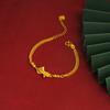 Pulsera de lazo hueco de marea nacional para mujer, conjunto de joyería con collar, pendientes y anillo de oro de imitación, de fábrica simple, al por mayor