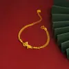 Tendência Nacional Conjunto de Pulseira Anel Laço Vazado Colar Elegante Brincos Joias de Ouro Imitação Simples Venda por Atacado de Fábrica