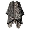 Novo Xale Dividido na Bainha de Lado Duplo para Outono e Inverno, Cachecol Quente Espesso com Estampa de Leopardo em Blocos de Cor, Capa Popular com Estampa Paisley e Bolinhas, Estilo Europeu e Americano