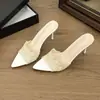 Sandalias de Verano de Punta con Tacón Alto Versátiles para Usar Afuera Color Champaña Estilo 2026 Sandalias de Tacón Fino de Moda Encaje Europeo y Americano