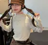 Camiseta Base de Manga Larga para Niña Otoño/Invierno 2026, Camiseta Interior para Niña con Volantes y Lazo, Top Versátil para Niños
