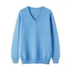 24 Otoño Invierno Nuevo Suéter de Cachemira para Hombre Cuello en V Jersey Color Sólido Tejido Casual de Negocios Manga Larga Tejido Base Suéter de Lana