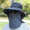 Sombrero de Pesca para Hombre de Verano Sombrero para el Sol para Exteriores Protección UV Sombrero de Montañismo Viaje Cubre Rostro Hombro Sombrero de Sol