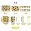 Patrón de Girasol Floral de Primavera Vajilla Desechable Platos de Cena Platos de Papel Servilletas de Papel Vasos de Papel Mantel Set de Decoración para Fiesta