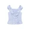 Camisa de Manga Corta Elegante de Moda 2026 para Mujer, Estilo Europeo y Americano Transfronterizo, Top Corto Ajustado de Verano para Chica Popular