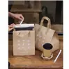 Bolsa de Papel Kraft de Alta Calidad para Llevar Bolsa Térmica para Llevar Bolsa de Empaque para Llevar Postre Té con Leche Pastel Logo Personalizado