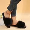 Pantuflas de Piel Sintética de Zorro Transfronterizas de Amazon para Mujer Otoño e Invierno Nuevas Pantuflas de Felpa Pantuflas Antideslizantes para Mujer