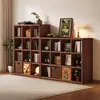 Estantería de rejilla de madera maciza, estante de almacenamiento para sala de estar, estantería de pie estilo vintage, vitrina de pared multicapa de combinación libre