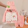 Conjunto de Ropa de Casa de Terciopelo Coral para Niñas Otoño e Invierno 2026 Pijama Caliente para Bebé Niña Franela Elegante y Cómodo Conjunto de Dos Piezas