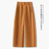Calça cropped amarela limão para mulheres, nova coleção outono 2026, calça casual leve, calça social reta slim fit versátil
