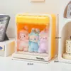 Caja de exhibición de plástico para estudiantes de gran capacidad con tapa, de dibujos animados, para tarjetas, cajas sorpresa, muñecas y figuras