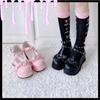 Zapatos Dulces Mary Jane Redondos de Primavera 2021 Nuevos Zapatos Pequeños de Cuero con Tacón de Cuña y Suela Gruesa Zapatos Planos de Exportación de Amazon para Mujer