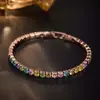 Pulsera de moda colorida con incrustaciones de diamantes, diseño de nicho de lujo ligero, pulsera fina de circonita, accesorio versátil para el uso diario para mujeres