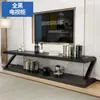 Gabinete de TV para Sala de Estar Vidro Temperado Gabinete de Sala de Estar Mesa de Centro Simples Moderna Combinação de Gabinete de TV Mesa de Centro Pintura de Ferro