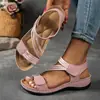 Sandalias de cuña cosidas de talla grande para mujer, comercio exterior europeo y americano, correa elástica transfronteriza, bloques de color, velcro, sandalias de playa wish