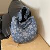 Bolso de Lona de Mezclilla Azul a Cuadros de Gran Capacidad para Mujer 2024 Moderno Retro con Estampado de Pepita de Perro Bolso de Hombro