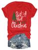 Amazon eBay estação independente Novo apenas uma menina diversão árvore de Natal impresso gola redonda manga curta mulheres