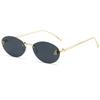 Gafas de Sol Sin Marco Gafas de Sol Ovaladas Incrustadas de Diamantes para Mujer Gafas de Sol Sin Marco "F" para Hombre