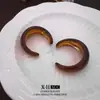 Brincos Maillard em Forma de C Retrô Outono e Inverno Estilo Hong Kong Nicho Argola Lisa Geométricos Exquisitos Versáteis