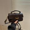 Bolso de Mano Nuevo de Alta Gama para Mujer Estilo Coreano Moderno Versátil Bolso Cruzado Cuero Aceitoso Retro Bolso de Hombro Simple de Nicho