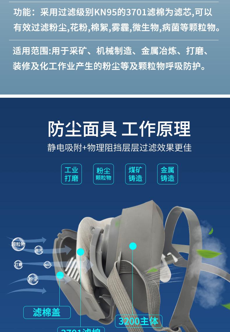 3200防尘口罩 KN95过滤棉煤矿打磨工业粉尘春
