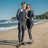 Traje de Buceo Nuevo Pareja Femenina Manga Larga Traje de Baño Medusa Cremallera Dividida Traje de Baño Protector Solar