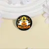 Broche Divertido de Abóbora de Halloween Insígnia de Metal Acessórios para Roupas Alfinete de Lapela Padrão Geométrico Redondo Venda por Atacado de Fábrica