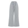 Pantalones deportivos casuales de estilo americano de verano, tiro bajo con cordón, a rayas, versátiles, adelgazantes, holgados, de pierna ancha, largos hasta el piso