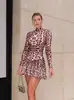 Vestido de manga larga con estampado de leopardo ajustado para mujer, moda de otoño 2024, venta al por mayor, de Amazon