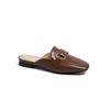 Mules Cerrados de Piel Genuina para Mujer, Nuevo Estilo 2026, Sandalias con Hebilla de Caballo, Zapatos sin Talón Slip-On, Mules Planos