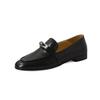 Mocasines de piel estilo británico con cierre, planos, de punta redonda y hebilla de metal, para mujer, primavera 2023