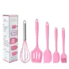 Juego de 5 Piezas de Utensilios de Cocina de Silicona para Hornear, Brocha de Aceite de Silicona Integrada Resistente a Altas Temperaturas, Brocha para Barbacoa, Raspador de Crema, Espátula para Pescado Frito