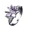 Anel Quadrado de Cristal Zircônia de Verão com Novo Design Transfronteiriço Europa e Estados Unidos Amazon Anel de Família Pedra de Nascimento Feminino