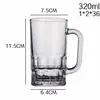 Jingxiang vaso de agua de vidrio transparente gran capacidad para el hogar resistente al calor engrosado taza de té con asa Cerveza Cerveza Cerveza Taza Casa de té Bar