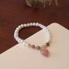 Pulsera de perlas de agua dulce barrocas con diseño de paz y amor, pulsera de cristal natural, elegante y a la moda para mujer.