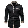 Camisa Formal de Manga Larga para Hombre Talla Europea Exterior Sin Pliegues en la Espalda Tejido Elástico en Cuatro Direcciones Cómodo Transpirable