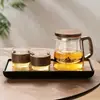 Bule de Vidro Espesso à Prova de Explosão Resistente ao Calor com Filtro para Separação de Chá e Água, Conjunto de Chá Kung Fu de Luxo Leve para Casa e Escritório