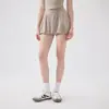 Saia de Tênis Feminina Cor Nude, Cintura Alta, Anti-Exposição, Respirável, com Bolsos, Saia Esportiva Rodada para Corrida