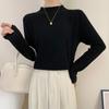 Camiseta Base Suave Cera Semicuello Mujer Otoño e Invierno Suelta Estilo Extranjero Top Interior Básico Casual Adelgazante Suéter de Punto