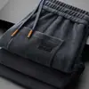 Fabricante Original Calças de Moletom Masculinas para Outono e Inverno, Quentes e de Corte Solto, Adequadas para Pais de Meia-Idade e Idosos, Perna Reta, Forradas com Fleece, Calças Casuais Espessadas