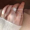 Design minimalista liso em prata, combina com tudo, versão ultrafina, diamante único, conta redonda, anel aberto liso, anel empilhado com anel fino de temperamento