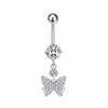 Nuevo anillo para ombligo de tortuga mariposa corazón con incrustaciones de circonita y cobre, clavo para ombligo perforado, joyería para piercing, comercio exterior, comercio electrónico, venta al por mayor