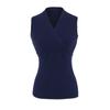 Colete Tricotado Elegante de Verão com Decote em V Cruzado para Mulheres, Slim Fit, Cintura Marcada, Top Sem Mangas que Valoriza a Figura