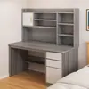 Escritorio de estudiante estilo nórdico con estantería integrada, adecuado para uso doméstico, dormitorio, computadora de escritorio y montaje; también un escritorio de estudio y un escritorio para escribir para estudiantes de primaria