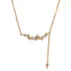 Moda Japonesa Coreana Simple Zircón Estrella Ráfaga Borla Collar Exquisito Lujo Ligero Versátil Sensación de Gama Alta Cadena Súper Brillante para Clavícula Wholesale