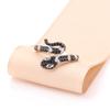 Anel Europeu e Americano Elegante de Nicho Micro-Cravejado de Zircônia Preto e Branco Aberto em Forma de Cobra Anel Exagerado Ajustável Anel Feminino